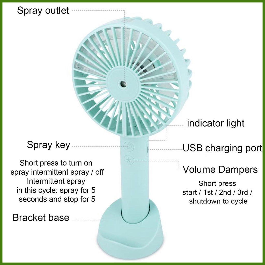 Quạt Phun Sương Cầm Tay Sạc Pin Kích Thước Nhỏ Gọn Tiện Dụng