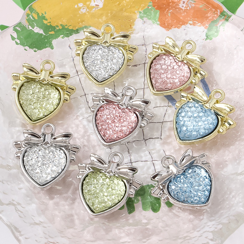 1 Mặt Vòng cổ Hình Nơ Trái Tim Bằng Hợp Kim DIY