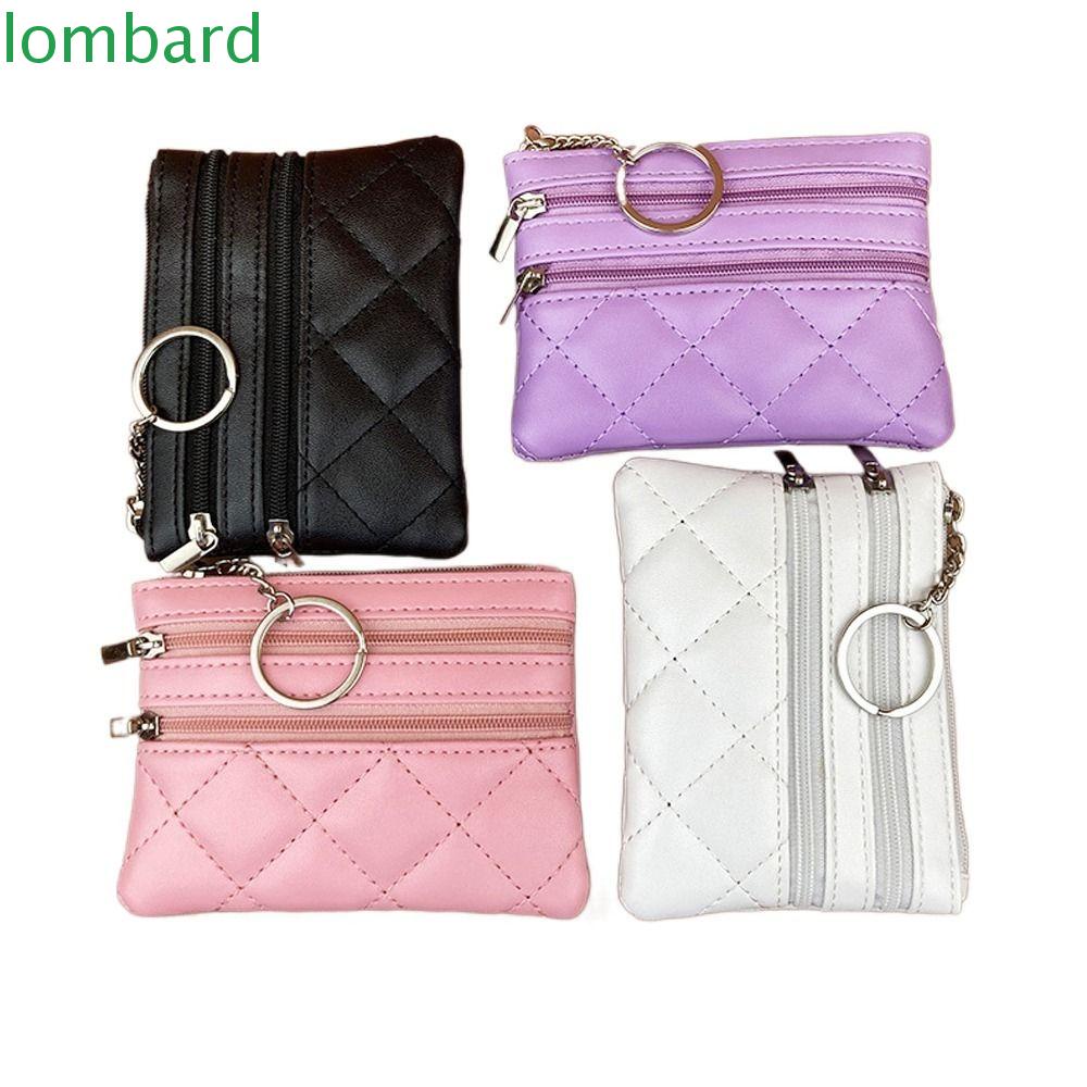 Ví Da PU Đựng Tiền Xu / Thẻ ID / Son Môi Hai Lớp Khóa Kéo Mini Thanh Lịch Phong Cách Hàn Quốc Dành Cho Nam Giá Đỡ