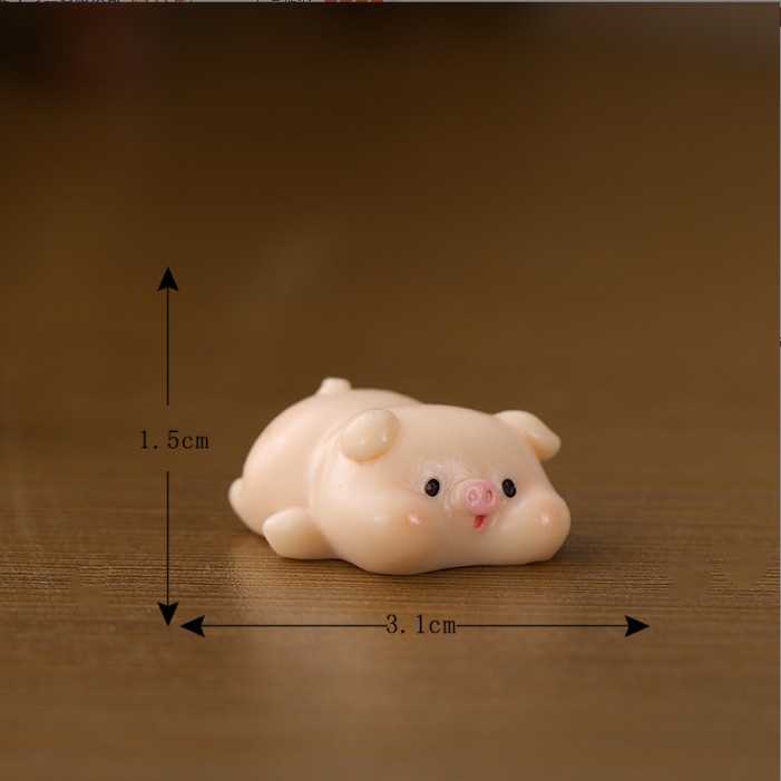 Mô hình gia đình chú heo con decor bàn học, terrarium, DIY