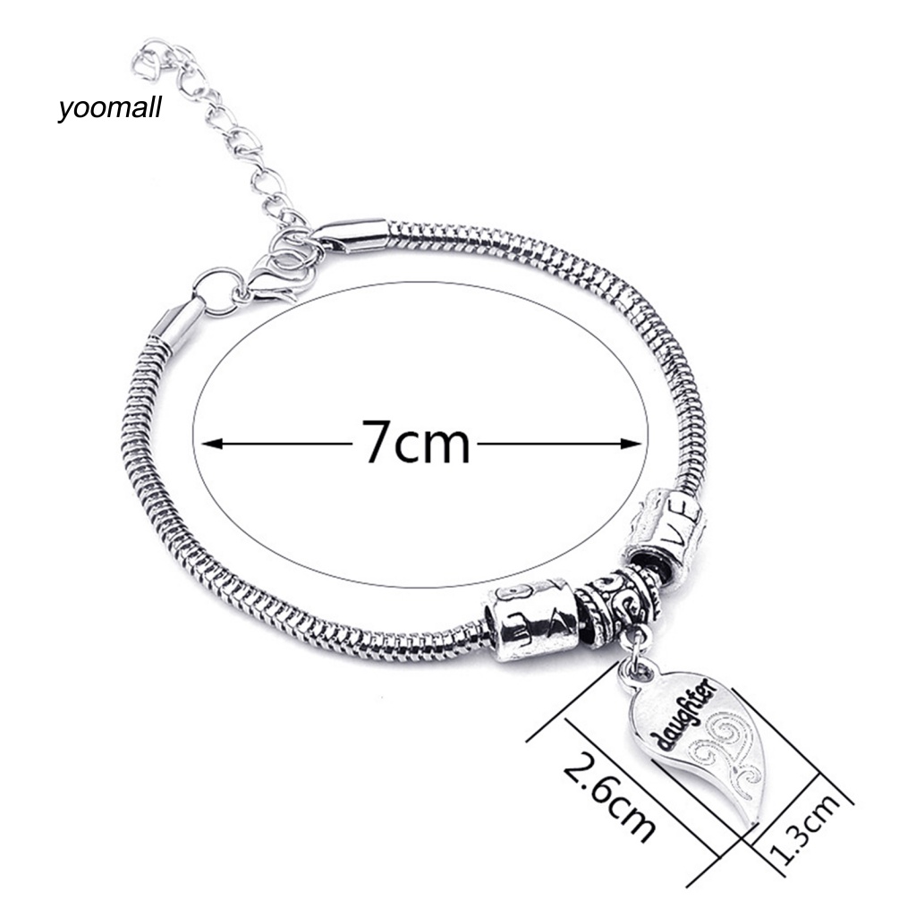 Bộ 2 Vòng Đeo Tay Bằng Hợp Kim Không Gỉ Hình Trái Tim Dành Cho Mẹ Và Bé