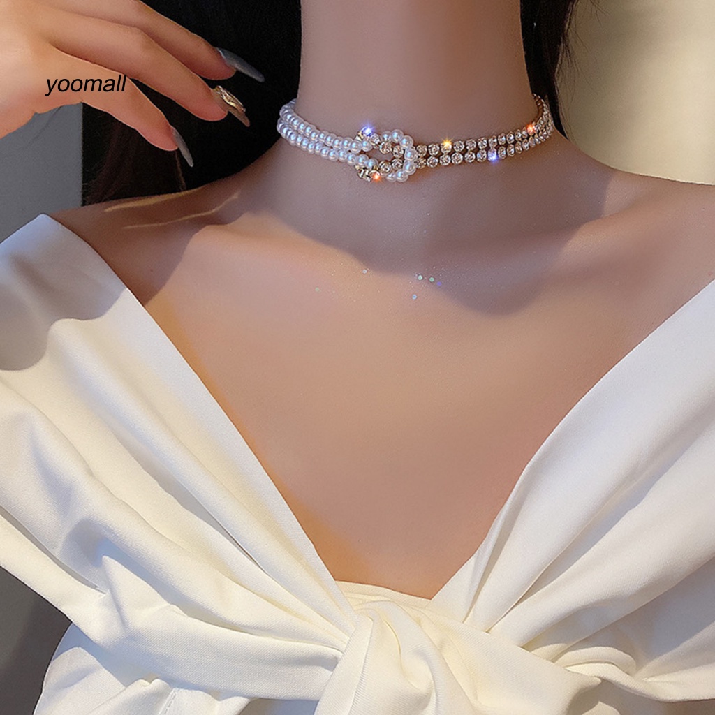 Dây Chuyền Hai Lớp Đính Ngọc Trai Nhân Tạo Thời Trang Dành Cho Nữ