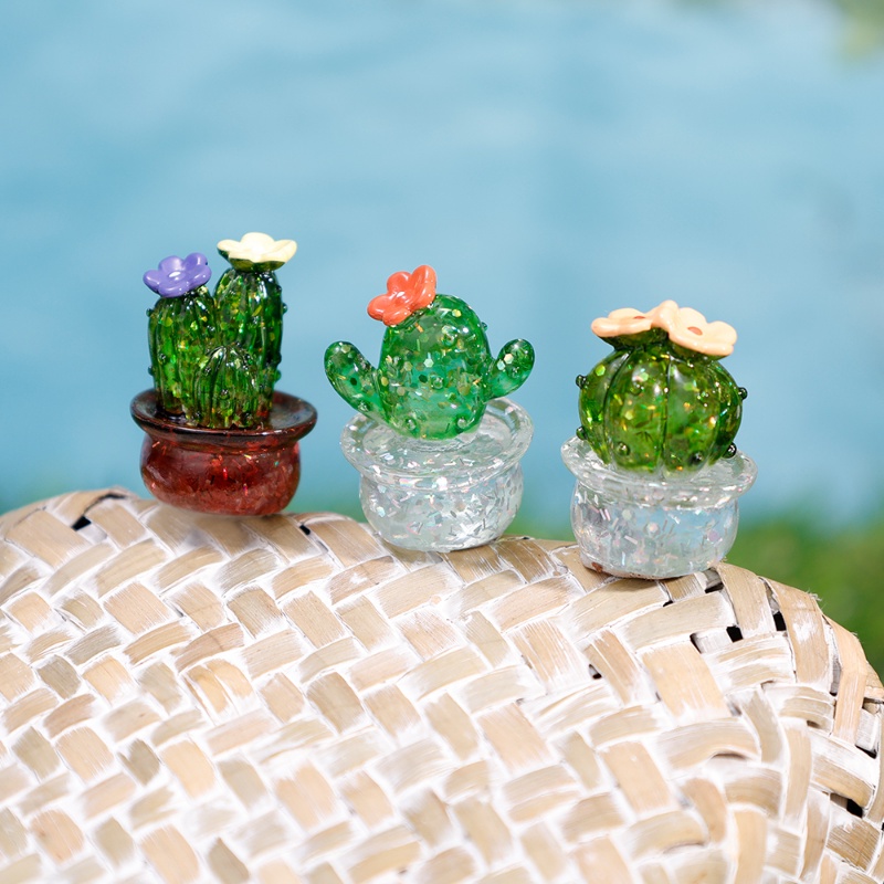 Đồ trang trí Cây Xương Rồng Mini Bằng Resin Trong Suốt Dễ Thương Trang Trí Nhà Cửa / Xe Hơi