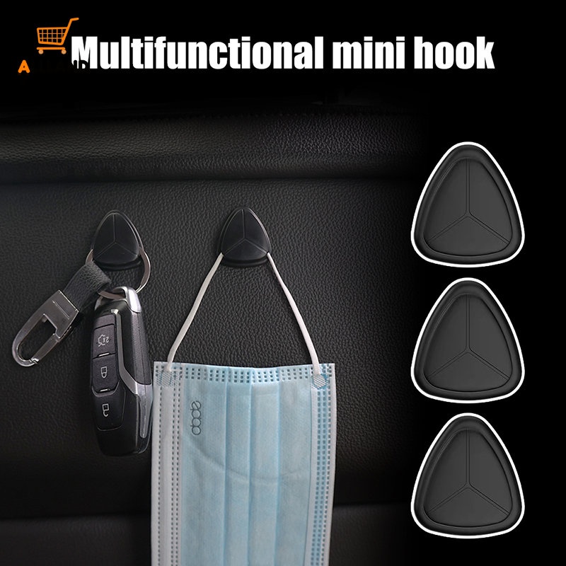 1 Móc Treo Túi Tote / Chìa Khóa Xe Hơi Hình Tam Giác Mini Tự Dính Bằng ABS
