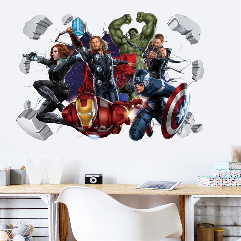 Giấy Dán Tường 3d Tự Dính Hình Người Nhện Trang Trí Phòng Ngủ Cho Bé Trai