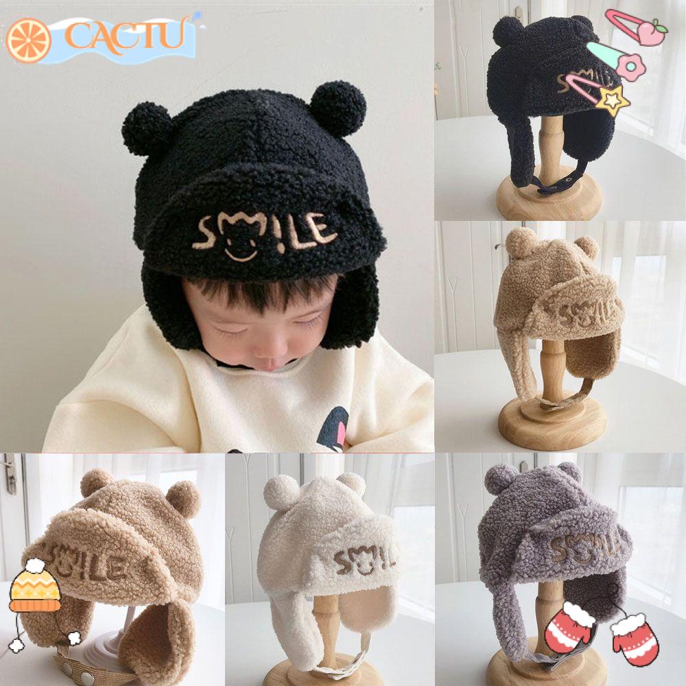 Mũ Len Lông Cừu Giữ Ấm Tai Gấu Dễ Thương Cho Bé