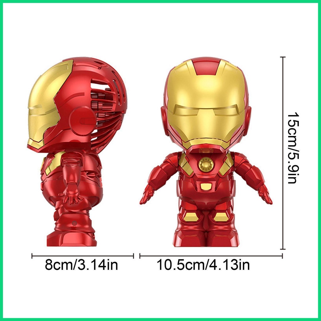 Quạt mini sạc usb Cầm Tay Hình Người Sắt Hoạt Hình 3D Dễ Thương