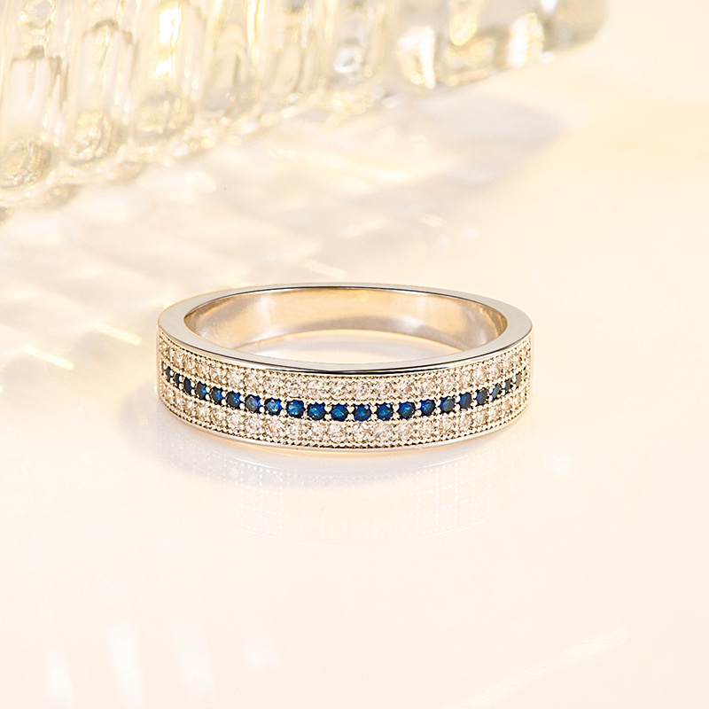 Nhẫn Titan Đính Đá Zircon Xanh Dương Thời Trang Cho Nữ S925