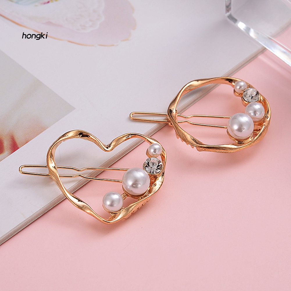 Kẹp Tóc Hình Ngôi Sao / Trái Tim Đính Ngọc Trai Giả Thời Trang