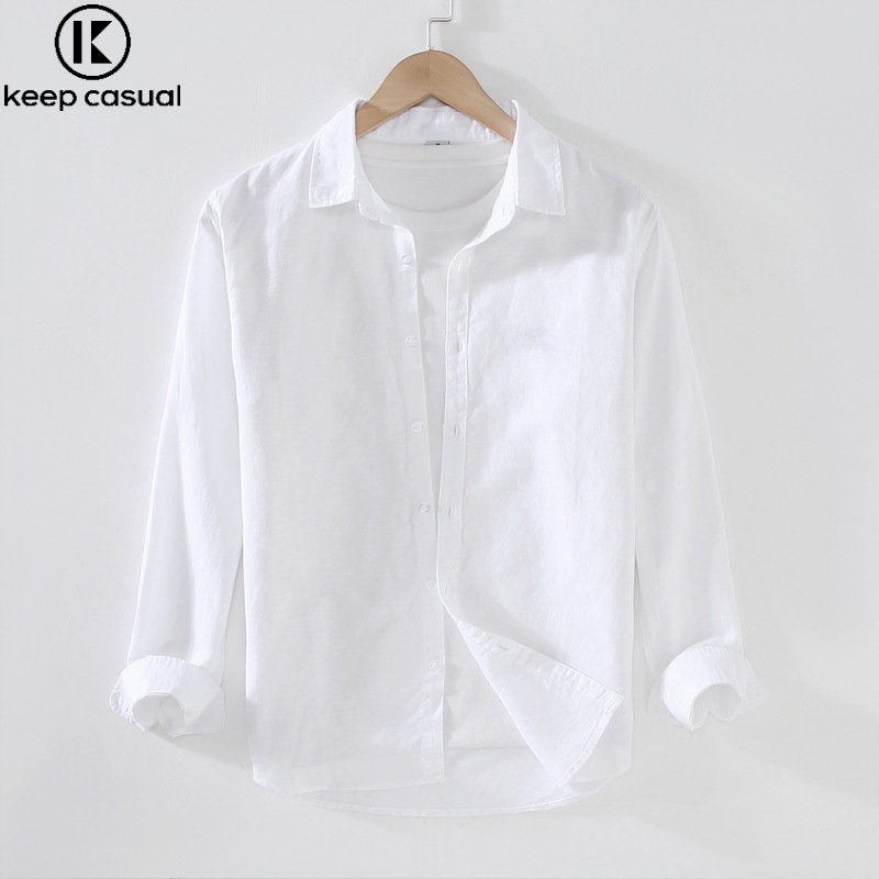 Áo Sơ Mi Cotton Lanh Dài Tay Màu Trắng Phong Cách Doanh Nhân Thời Trang Mùa Hè Hàng Mới Dành Cho Nam