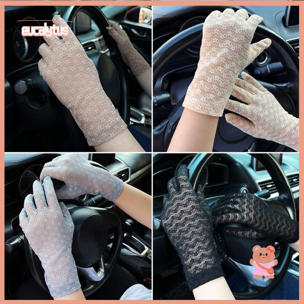 EUTUS Găng Tay Chống Nắng Tia UV Phối Ren Màu Đen Thời Trang Mùa Hè