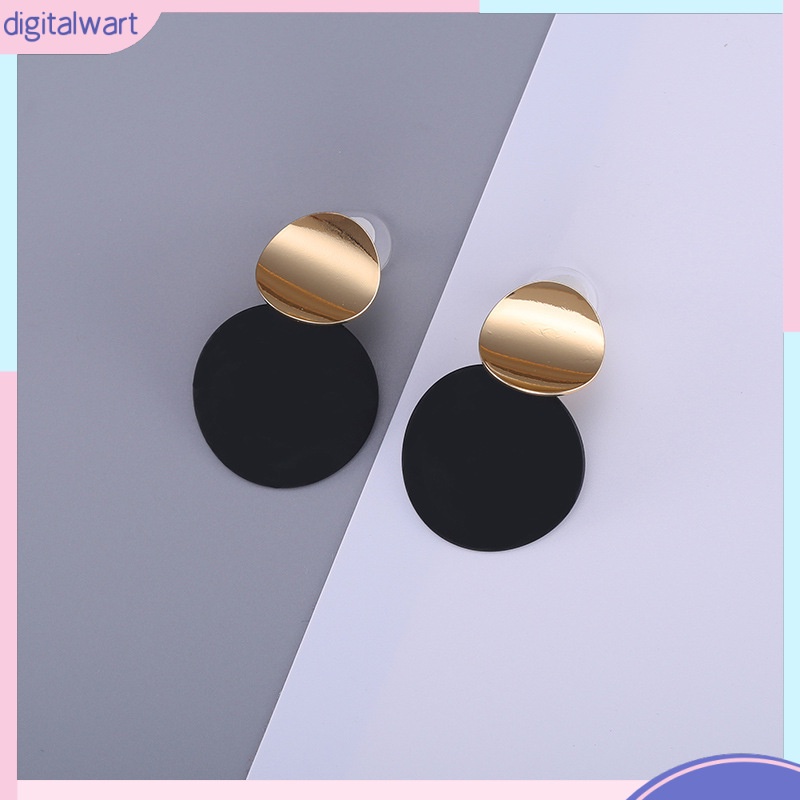 [DG] Bông Tai Thời Trang Và Cá Nhân Hóa. Bông Tai Kim Loại Hình Tròn Màu Vàng Thiết Kế Bất Đối Xứng Độc Đáo