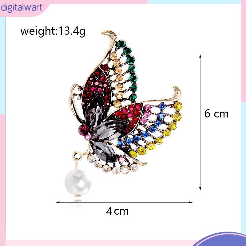 Ghim Cài Áo Kim Loại Hình Bướm Đính Ngọc Trai Nhân Tạo Thời Trang