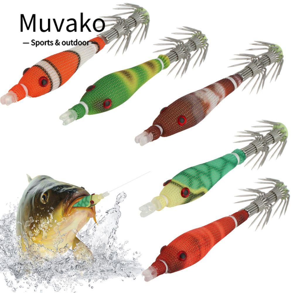 MUVAKO Bộ 5 Mồi Mực Giả Câu Cá Mềm