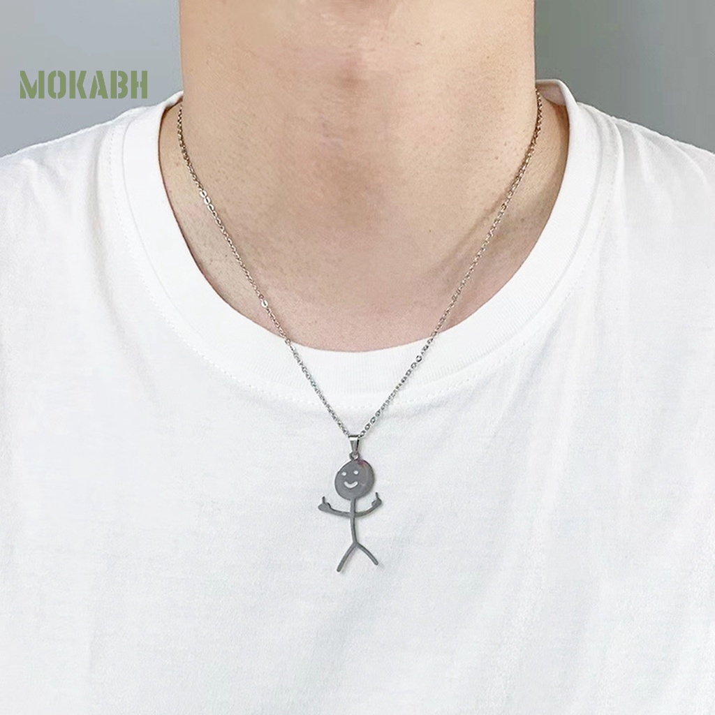 Vòng cổ Bằng Thép Không Gỉ Mạ Điện Họa Tiết Hình Học Vui Nhộn Thời Trang Cho Nam Và Nữ