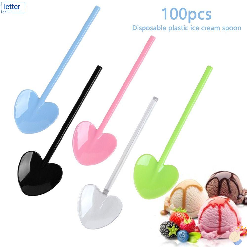 Set 100 Muỗng Ăn Kem Hình Xẻng Bằng Nhựa Cấp Thực Phẩm Dùng Một Lần Chất Lượng Cao