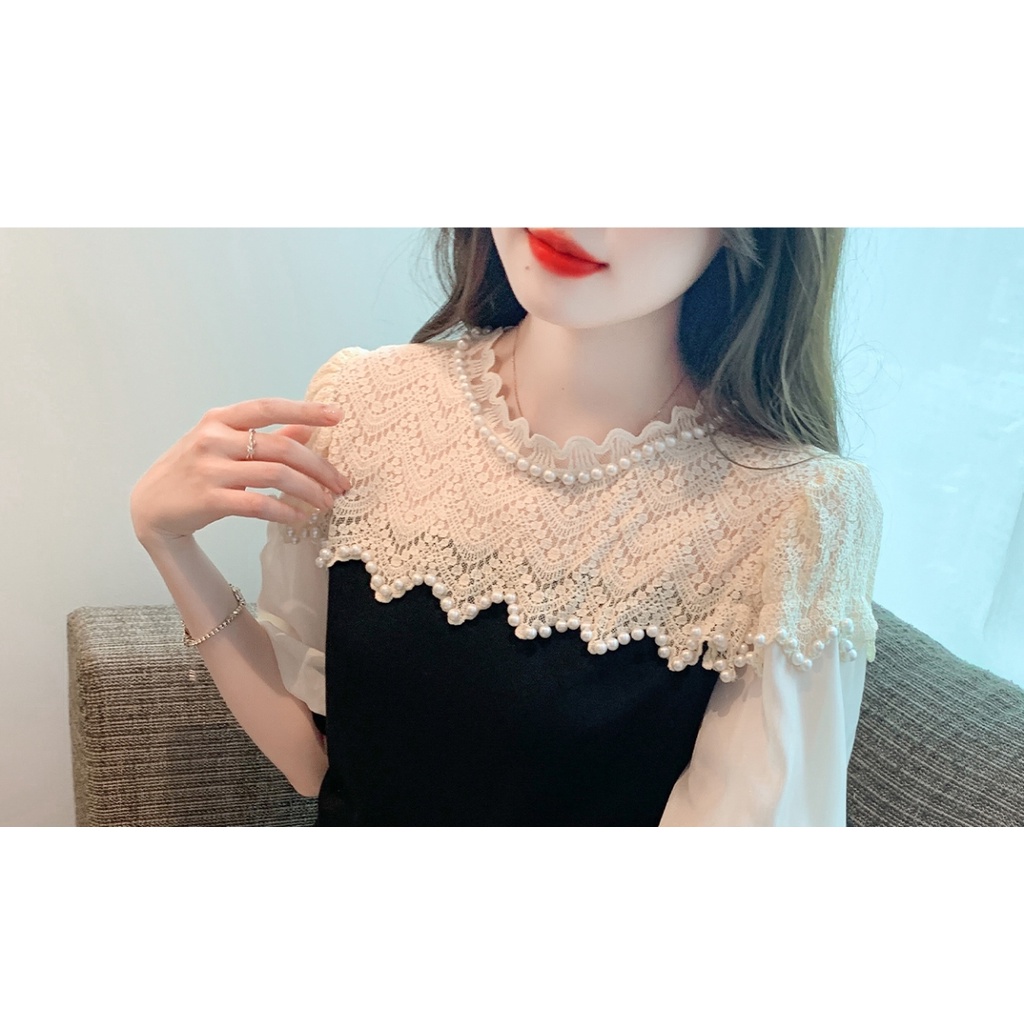 Áo Nữ Tay Ngắn Phối Ren Thời Trang Quyến Rũ