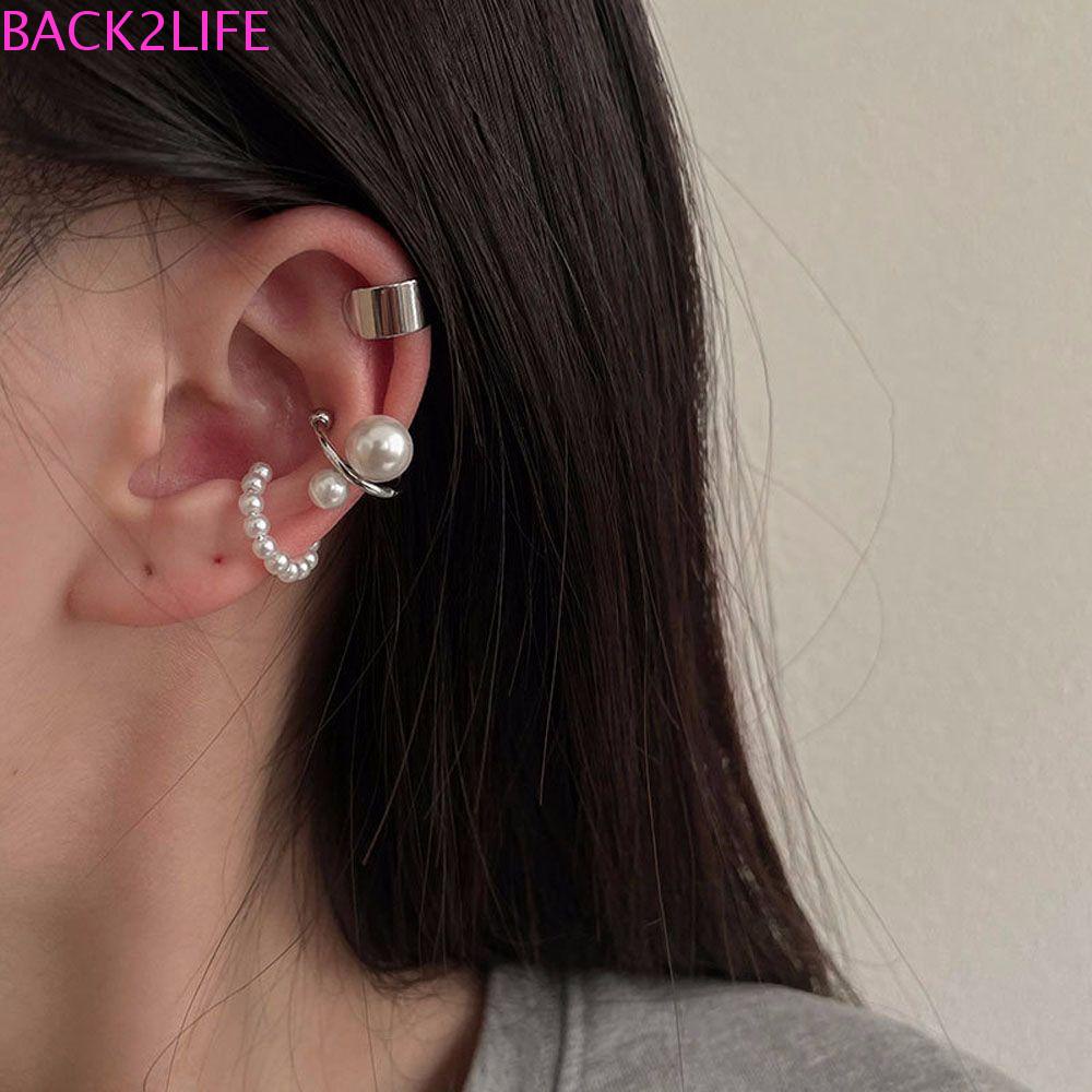 BACK2LIFE Khuyên Kẹp Sụn Tai Không Cần Lỗ Xỏ Hạt Hình Chữ C Nhỏ Bằng Hợp Kim Thời Trang Thanh Lịch