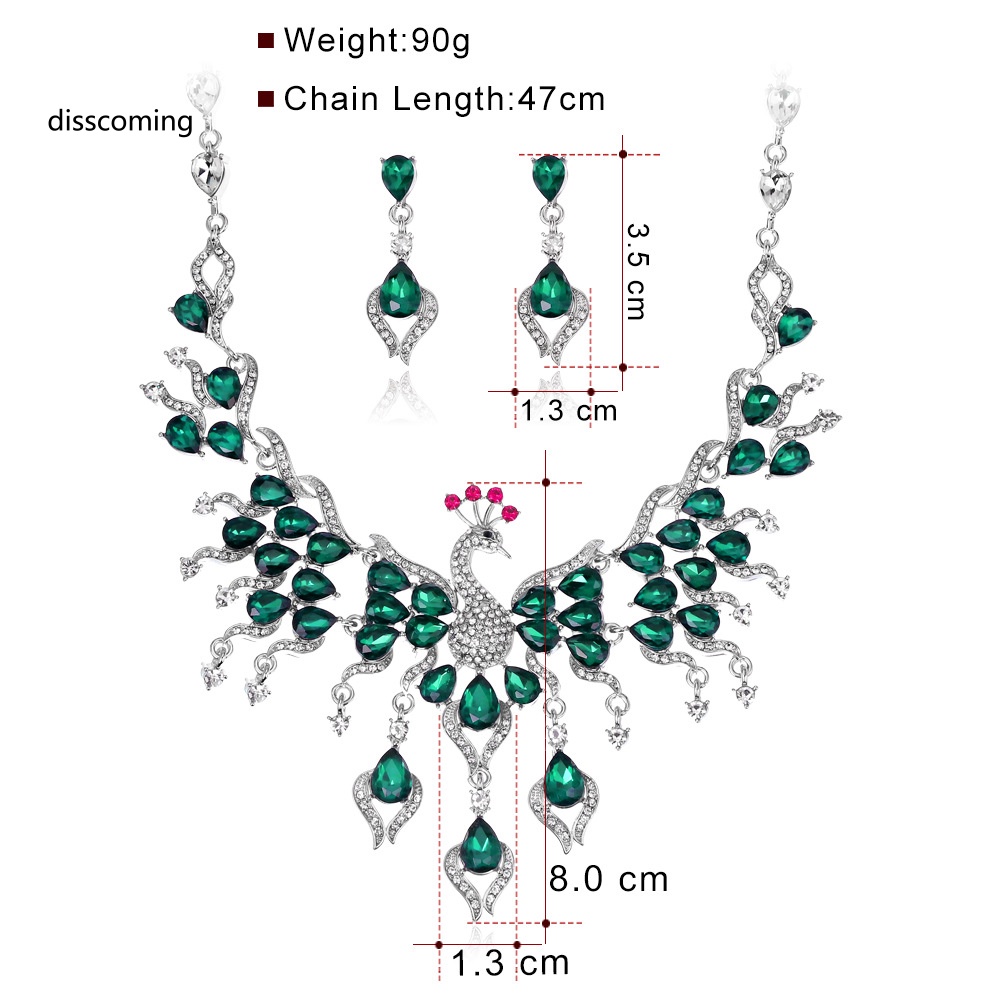 Đầm Nữ Kiểu Dáng Dễ Thương Xinh Xắn Hợp Thời Trang| Set Vòng cổ Và Bông Tai Con Công Đính Đá Pha Lê Lấp Lánh