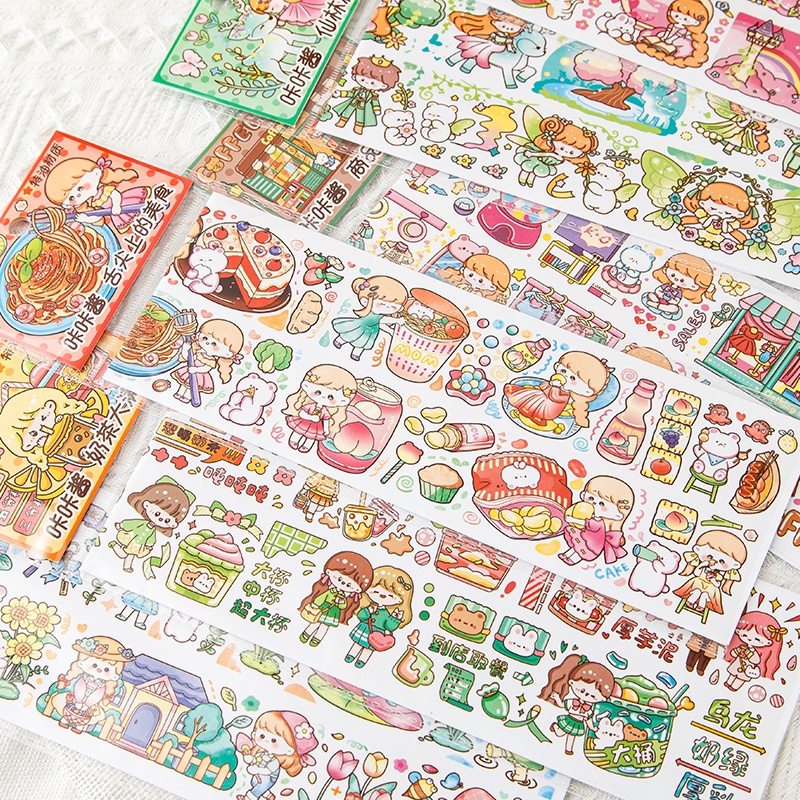 Sticker Dán Trang Trí Sổ Tay Hình Cô Gái Hoạt Hình Đáng Yêu Theo Phong Cách Nhật Bản