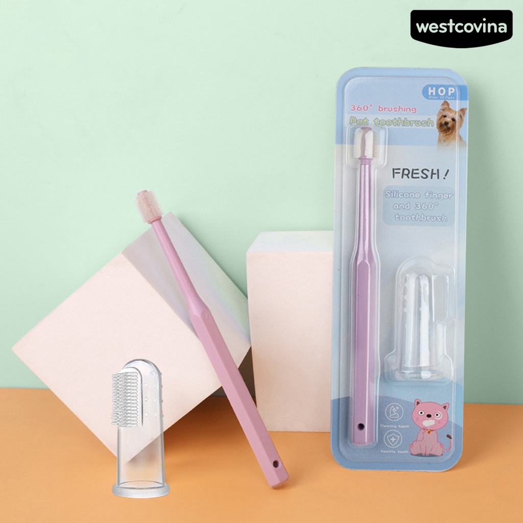 [COD]♞1 Bộ Bàn Chải Đánh Răng Lông Mềm Linh Hoạt Bằng Nhựa Đeo Ngón Tay Cho Cún Cưng