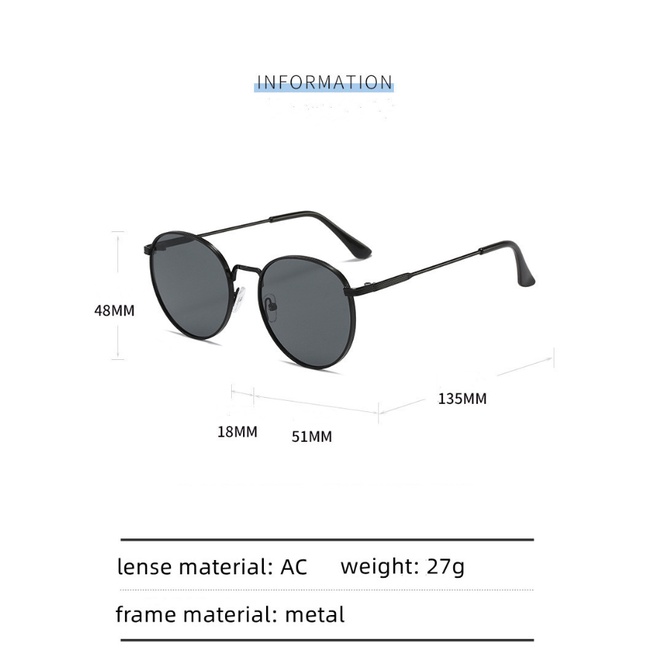 Kính Mát Gọng Tròn Chống Tia UV Phong Cách Retro Thời Trang Cho Nam Nữ