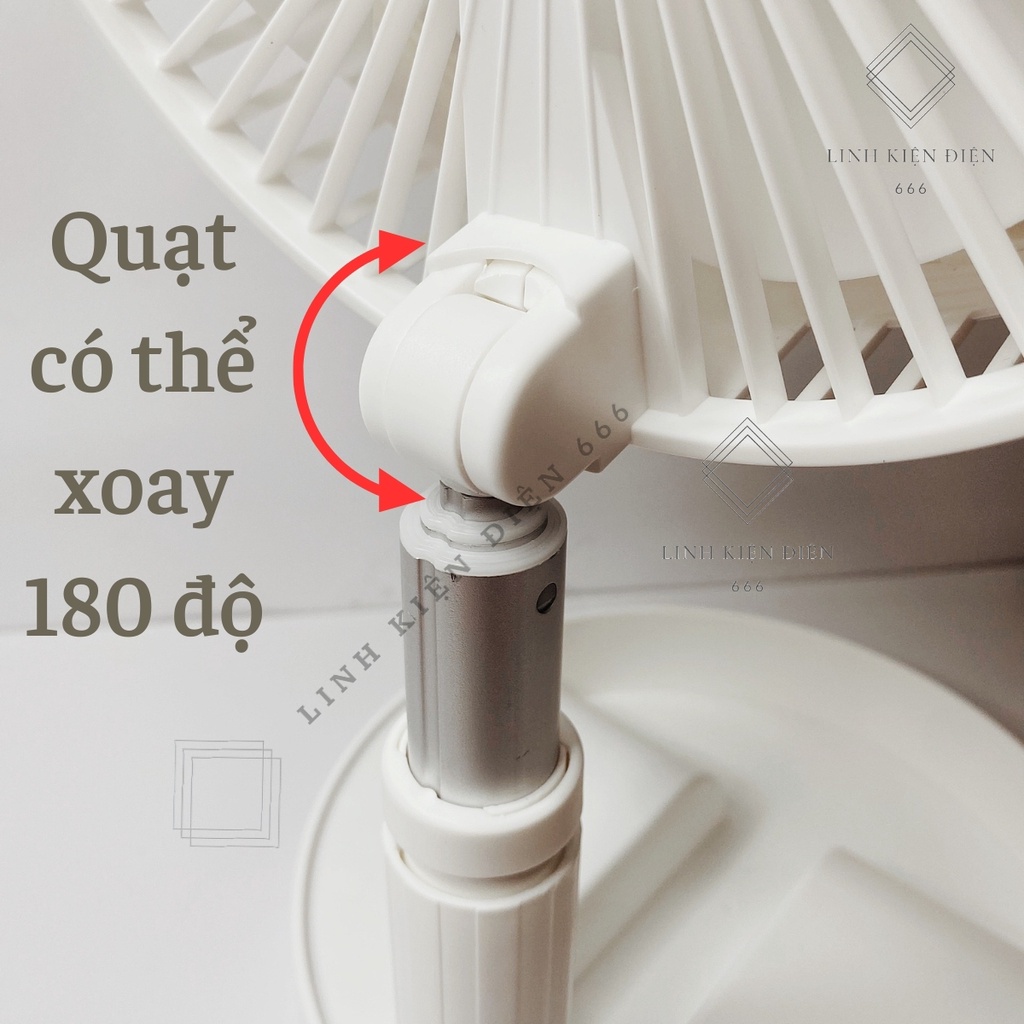 Quạt tích điện mini gấp gọn để bàn dùng pin 7200 mAh sử dụng lên tới 20 tiếng QTD7200