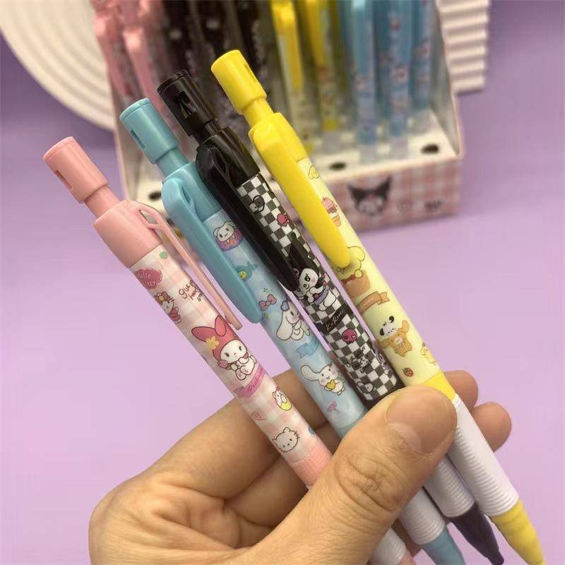 Set 4 Bút Chì Ngòi 2.0Mm Sanrio Mymelody Kuromi Cinnamoroll Pompom Purin Dễ Thương