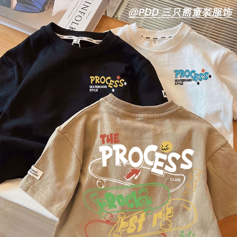 Áo Thun Tay Ngắn Chất Liệu 100% Cotton Mỏng In Họa Tiết Hoạt Hình Cho Bé