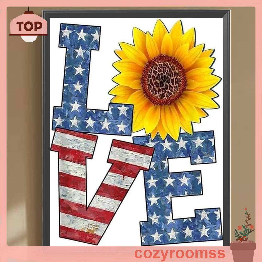 Bộ Tranh Đính Đá 5D Họa Tiết Quốc Kỳ Độc Đáo DIY Dùng Trang Trí Nhà Cửa