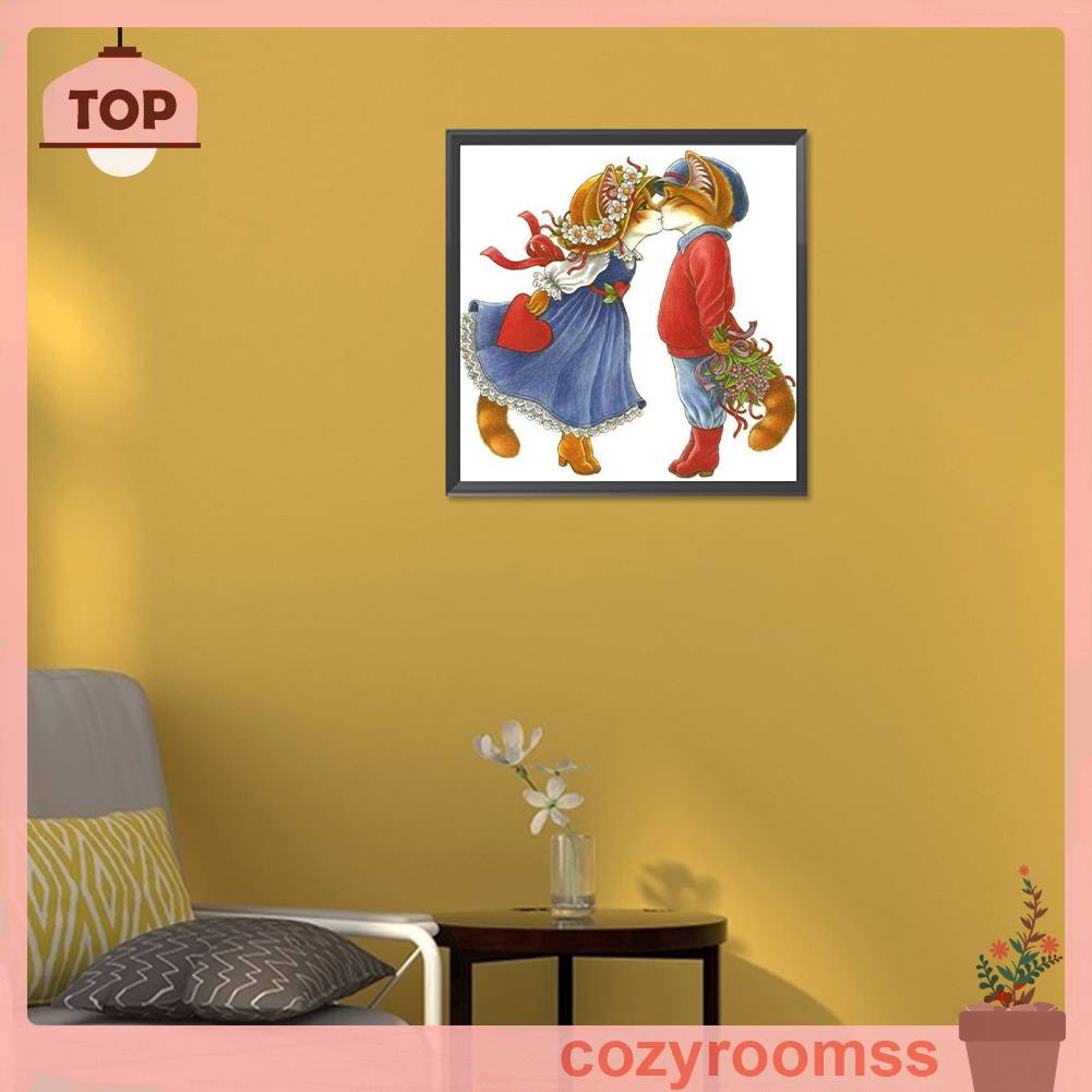 Tranh Đính Đá Kim Cương Toàn Bộ 5D DIY Hình Vẽ Mèo Trang Trí Nhà Cửa