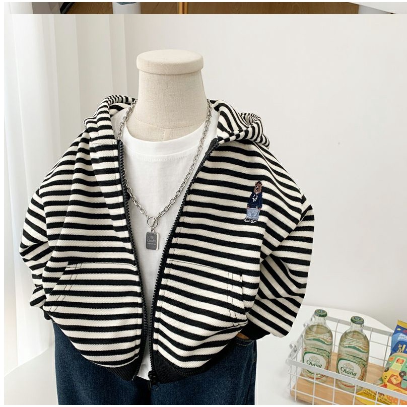 Áo Khoác Hoodie Mỏng Kẻ Sọc Phong Cách Hàn Quốc Thời Trang Xuân Thu Mới Cho Bé Trai