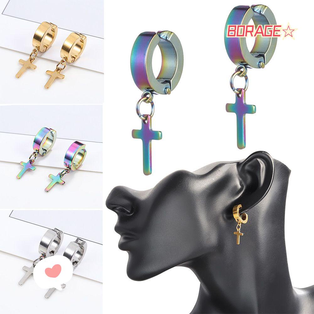 BORAG Khuyên Tai Thép Không Gỉ Phong Cách Hiphop Thời Trang