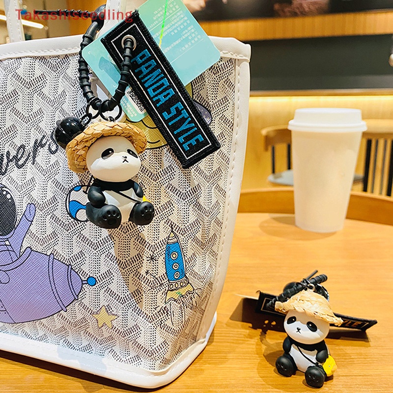 1 Móc Khóa Hình Gấu Trúc Đội Mũ Rơm Dễ Thương