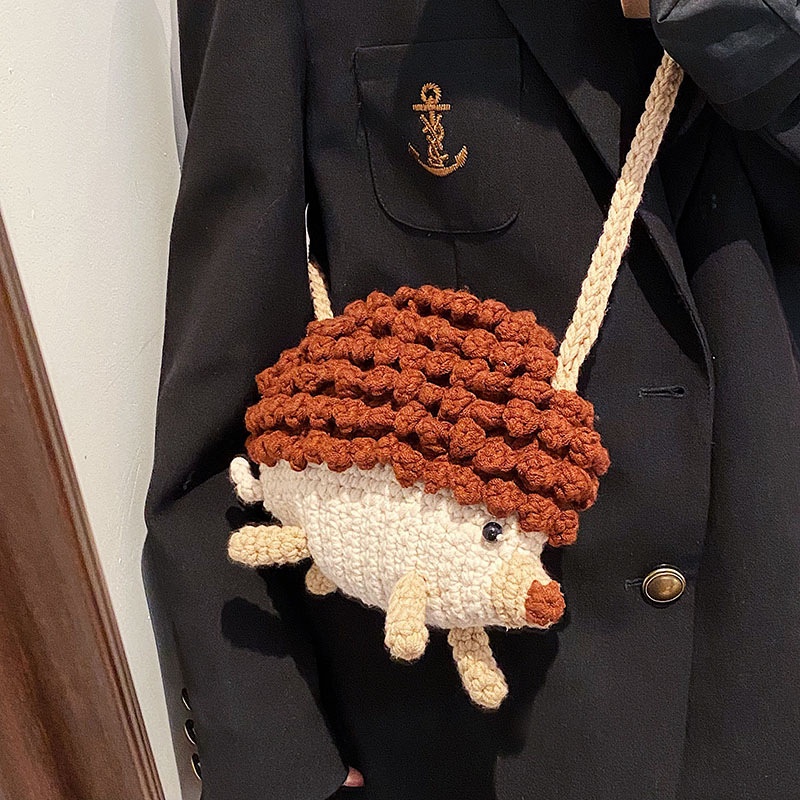 Túi Len Đeo Chéo Hình Nhím Nhỏ Cho Bé Trai Và Bé Gái