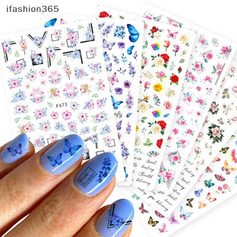 Sticker Dán Trang Trí Móng Tay Hình Bướm Và Hoa Thời Trang ifashion365