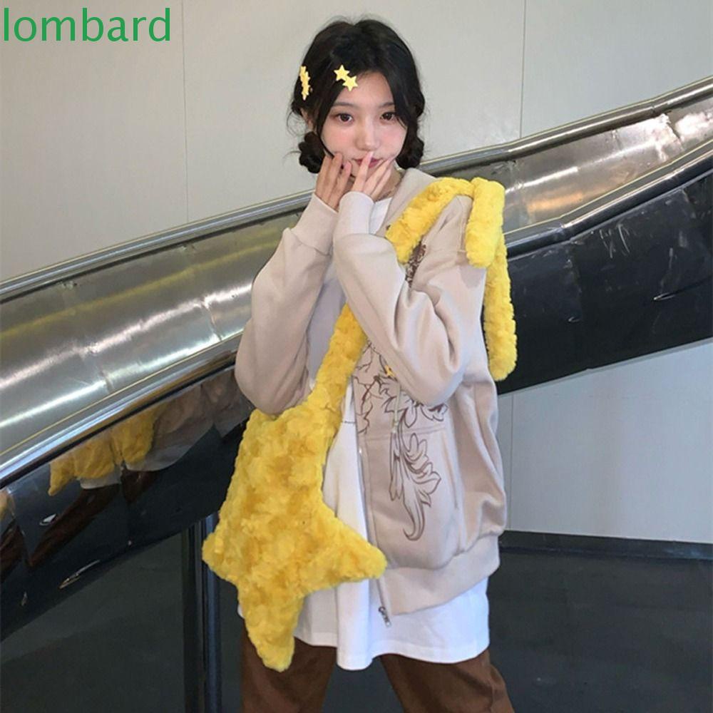 LOMBARD Túi Đeo Chéo Vai Bằng Vải Bông Hình Ngôi Sao Dễ Thương Kích Thước Lớn DIY Y2K