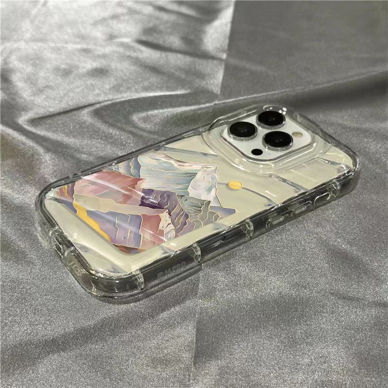 Ốp Điện Thoại Dẻo Trong Suốt Họa Tiết Ngọn Núi Nhiều Màu Sắc Cho iPhone14promax 1312 / 11 7 / 8plus xr / sins BX03