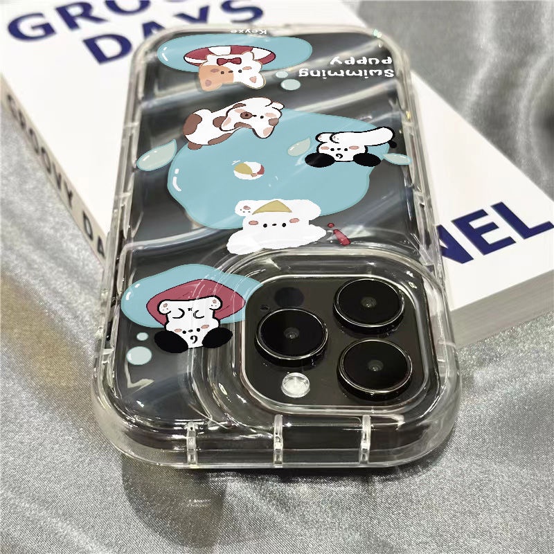 Ốp Điện Thoại Dẻo Trong Suốt Họa Tiết Chú Chó &amp; Chữ Play Dễ Thương Cho iPhone14promax 1312 / 11 7 / 8plus xr / sins YMSQ