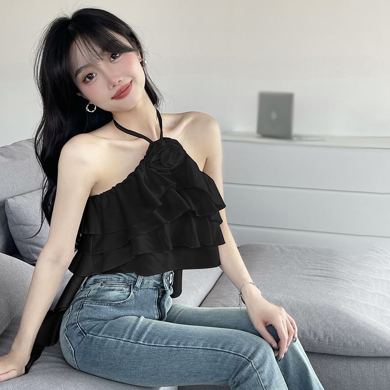 Áo Voan Hoa Hai Dây Hở Lưng Gợi Cảm Cho Nữ