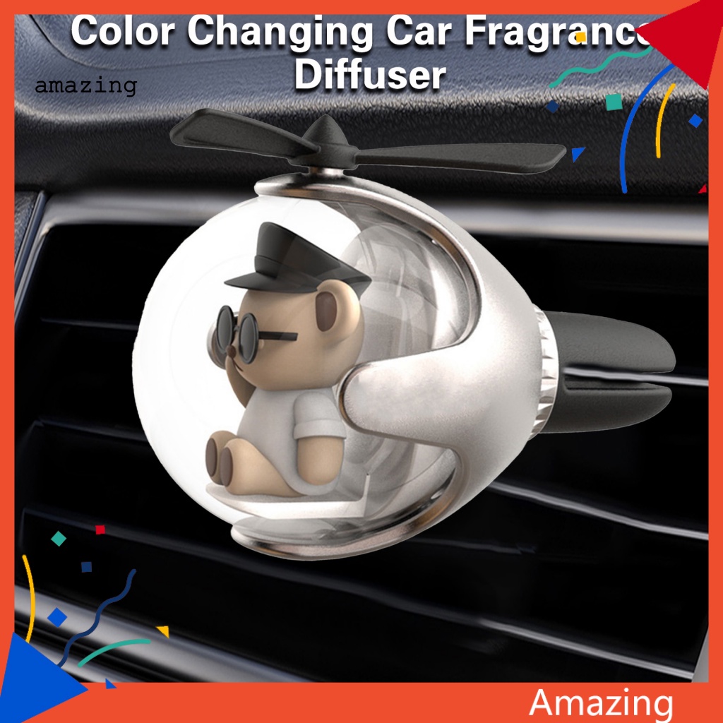 1 Bộ Máy Khuếch Tán Tinh Dầu Hình Gấu Dễ Lắp Đặt Có Đèn 6 Màu Cho Xe Hơi