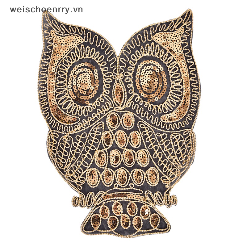 Sticker Ủi Thêu Hình Cú Mèo Đính Sequin Lấp Lánh