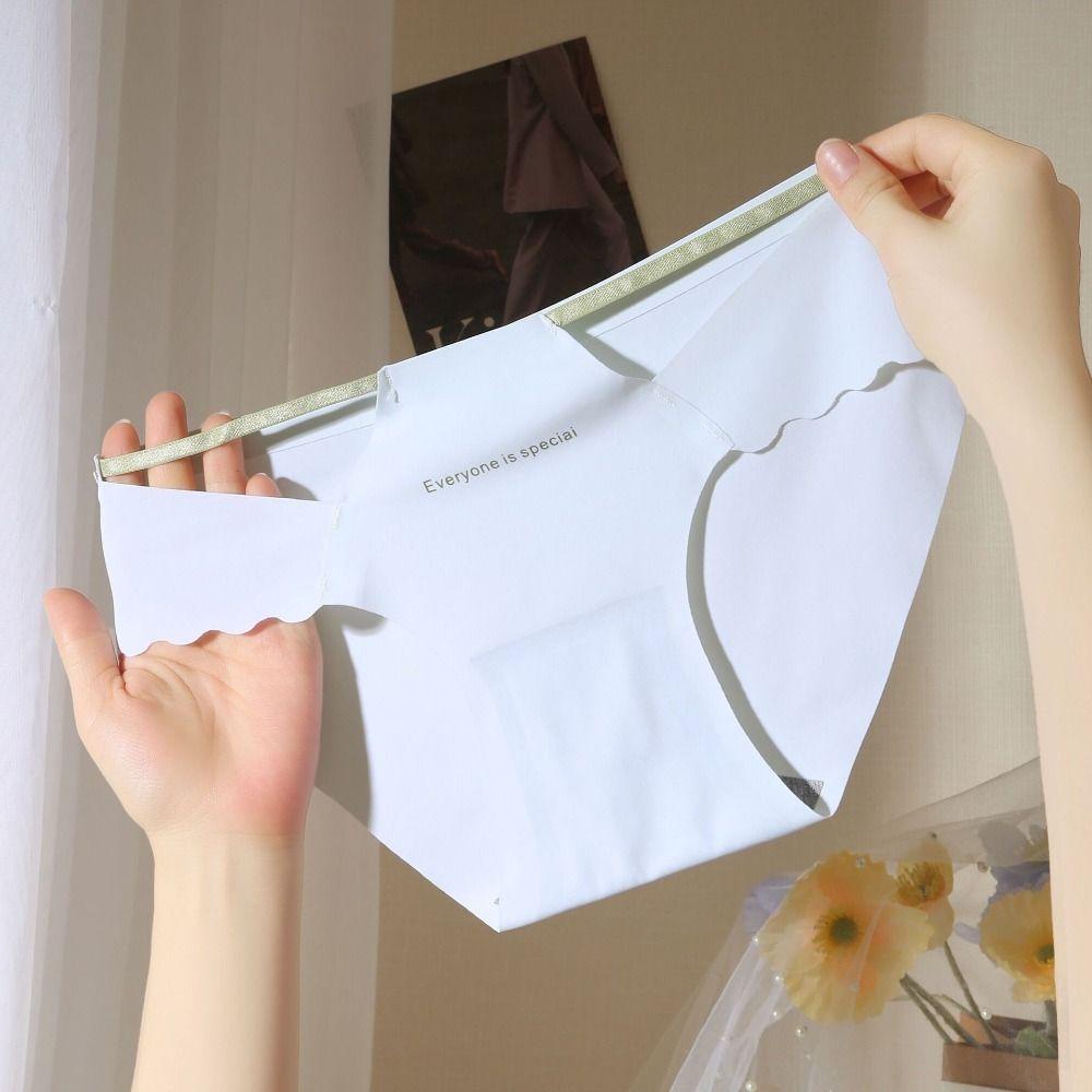 Quần Lót Lụa Mềm Mại Lưng Thấp Siêu Mỏng Không Đường May Co Giãn Khoét Rỗng In Chữ WMES15H Cho Bạn Gái