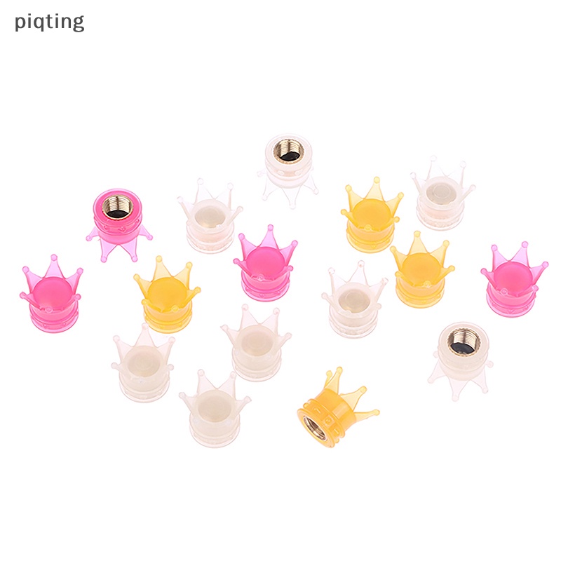 Piqt set 4 Nắp Van Bánh Xe Hơi / Xe Tải / Xe Máy Hình Vương Miện Dạ Quang Thông Dụng