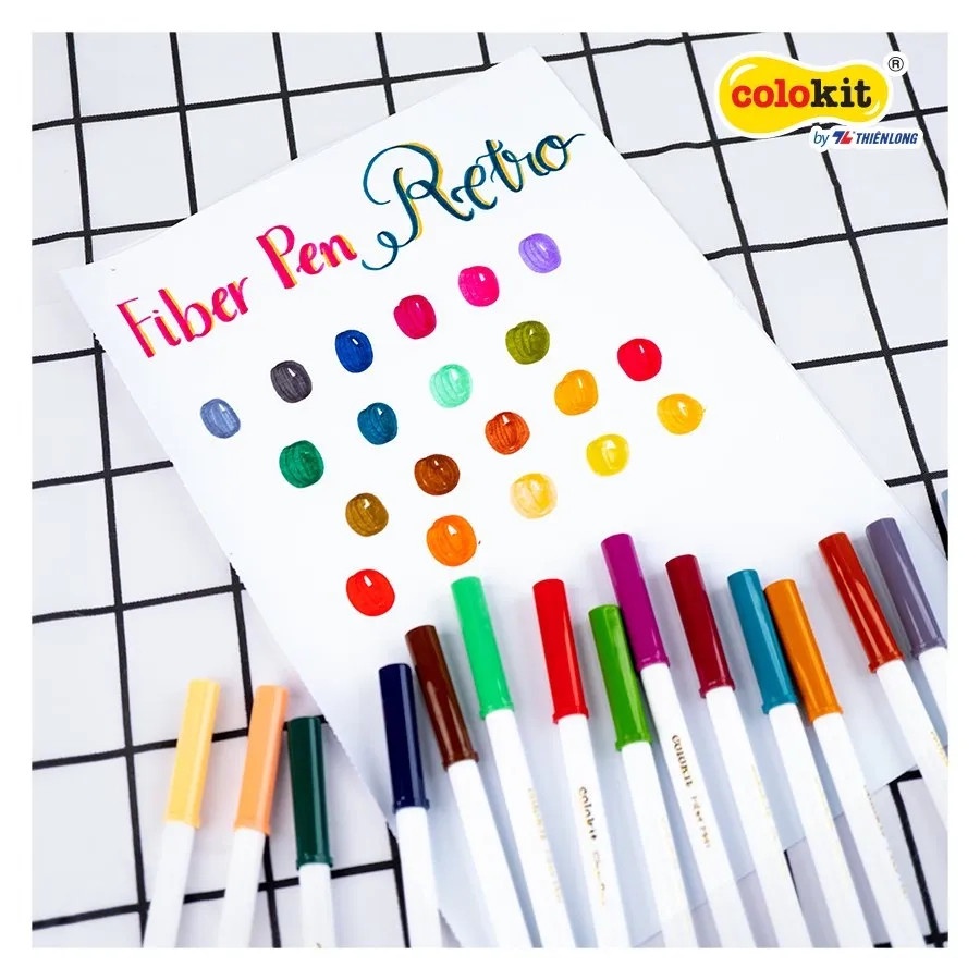 Bộ bút lông 20 màu Retro rửa được Fiber Pen Thiên Long SWM-C009 - Shop có ship hoả tốc