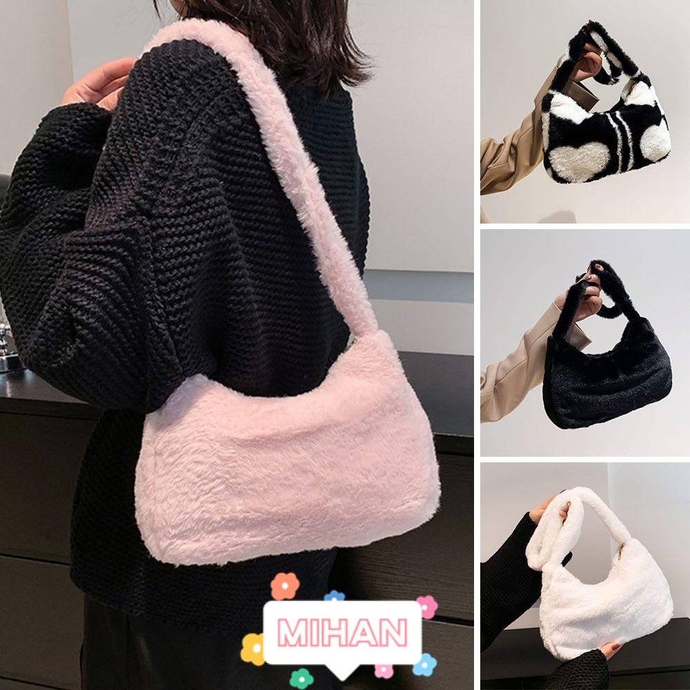 MIHAN1 Túi Tote Đeo Chéo Vai Họa Tiết Trái Tim Bằng Vải Bông Thời Trang Thu Đông