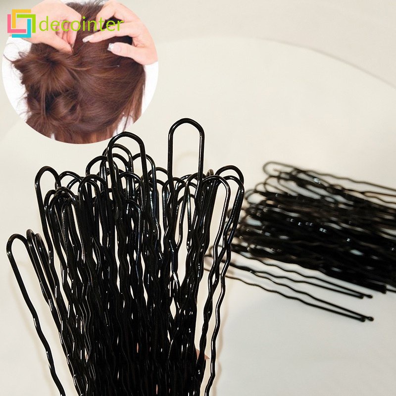 Kẹp Tóc Hình Chữ U Bằng Hợp Kim Màu Đen Dành Cho Nữ