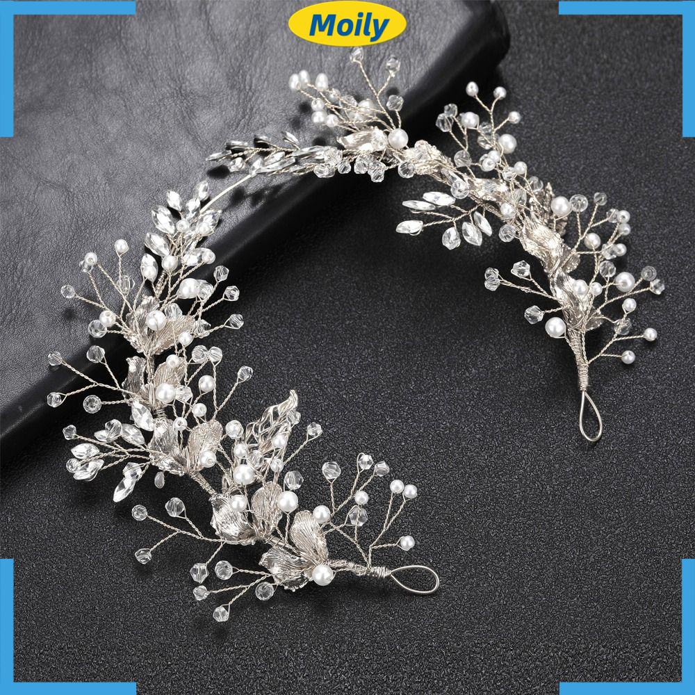 Băng Đô Cài Tóc Hình Lá Bằng Hợp Kim Màu Vàng Cho Cô Dâu