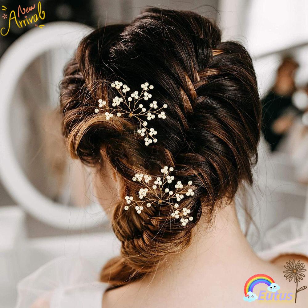 Set 2 Kẹp Tóc Mạ Vàng / Bạc Đính Đá Thời Trang Cho Cô Dâu