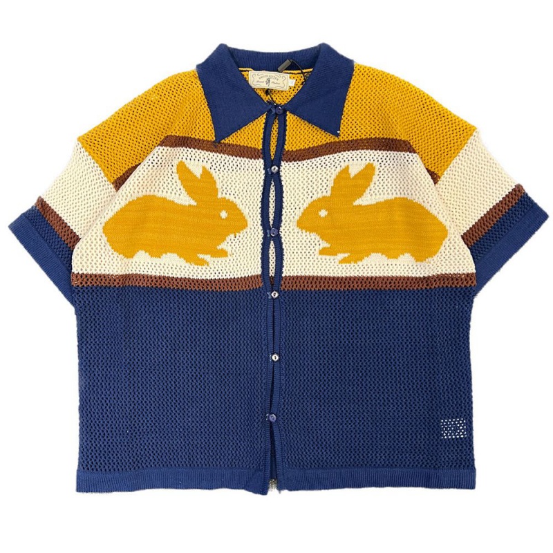 Áo Thun POLO Dệt Kim Tay Ngắn Dáng Rộng Cao Cấp Phong Cách vintage Mỹ Thập Niên 90